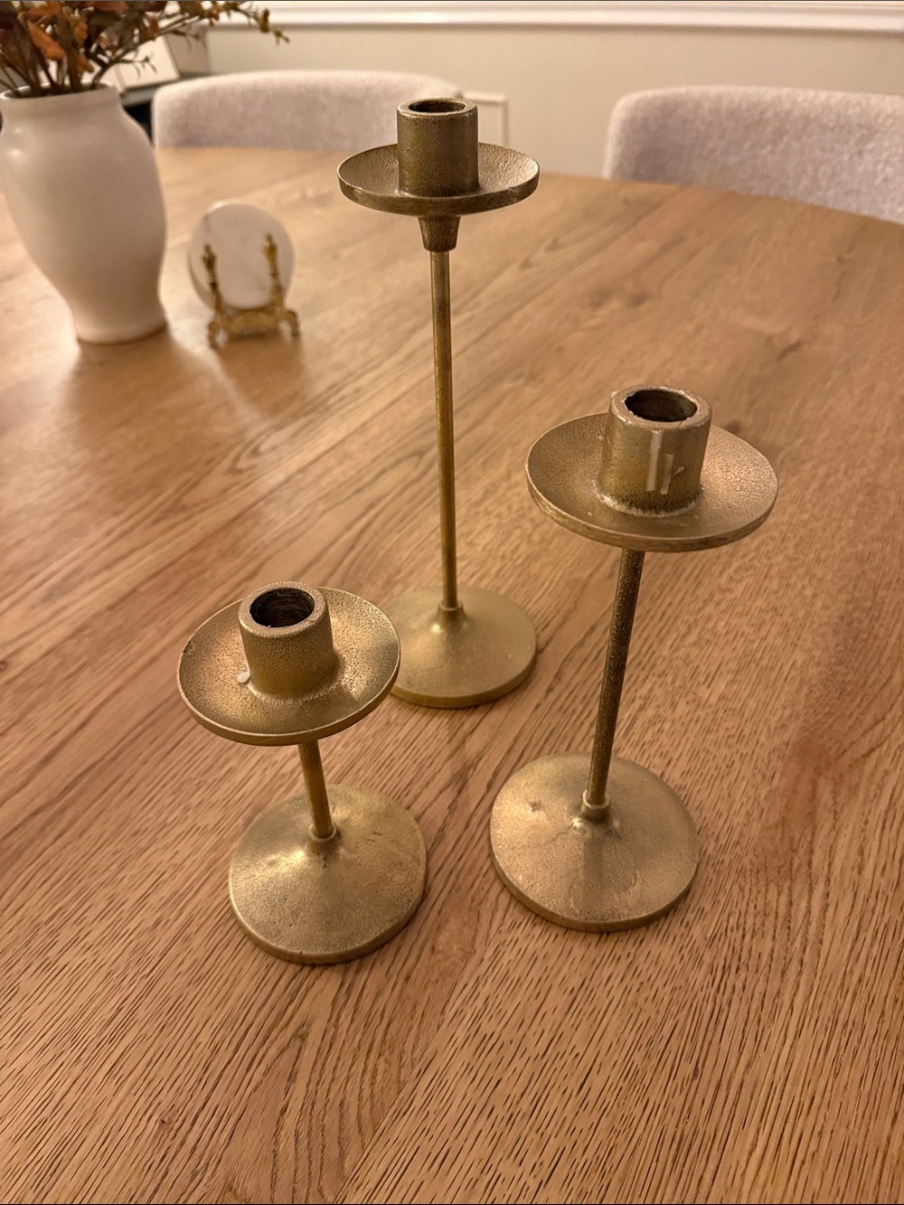 Studio McGee Metallic Gold Textured Candlestick set of 3